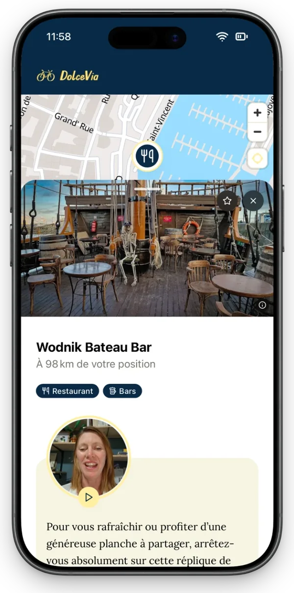 Fiche du Wodnik Bateau Bar avec la vidéo de la personne qui le recommande